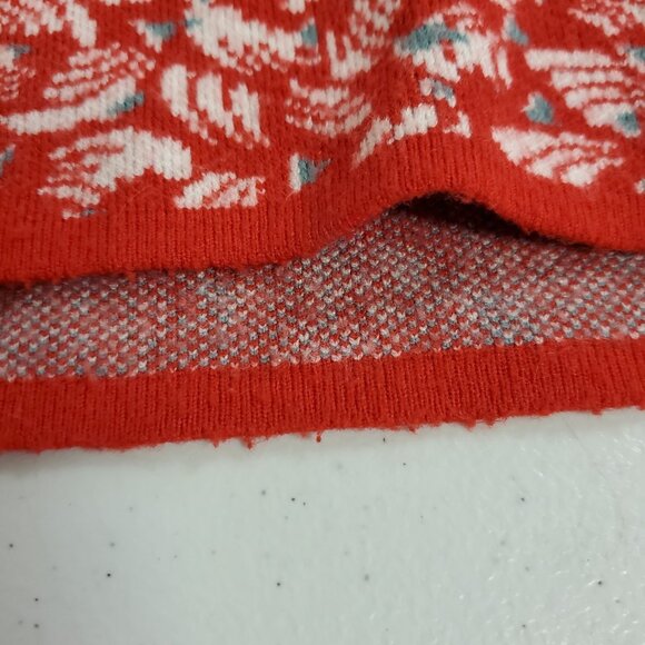 Maeve Anthropologie Womens Oversized Abstract Cropped Sweater Size S Red Boho - Picture 8 of 10